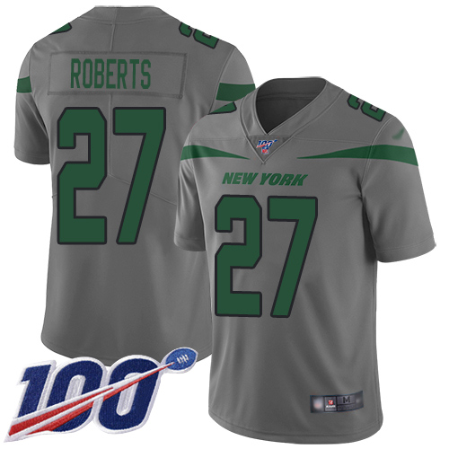 New York Jets Limited Gray Youth Darryl Roberts Jersey NFL Football #27 100th Season Inverted Legend->youth nfl jersey->Youth Jersey